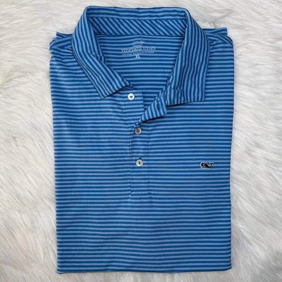 Vineyard Vines Performance Bradley Stripe Sankaty Polo